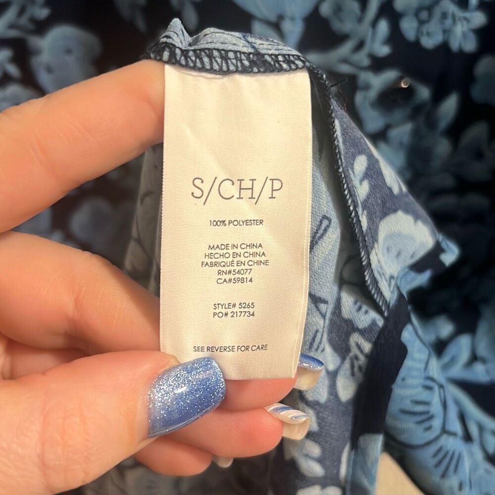 Cabi Java Sz Small Dress Drawstring Blue Floral - image 7